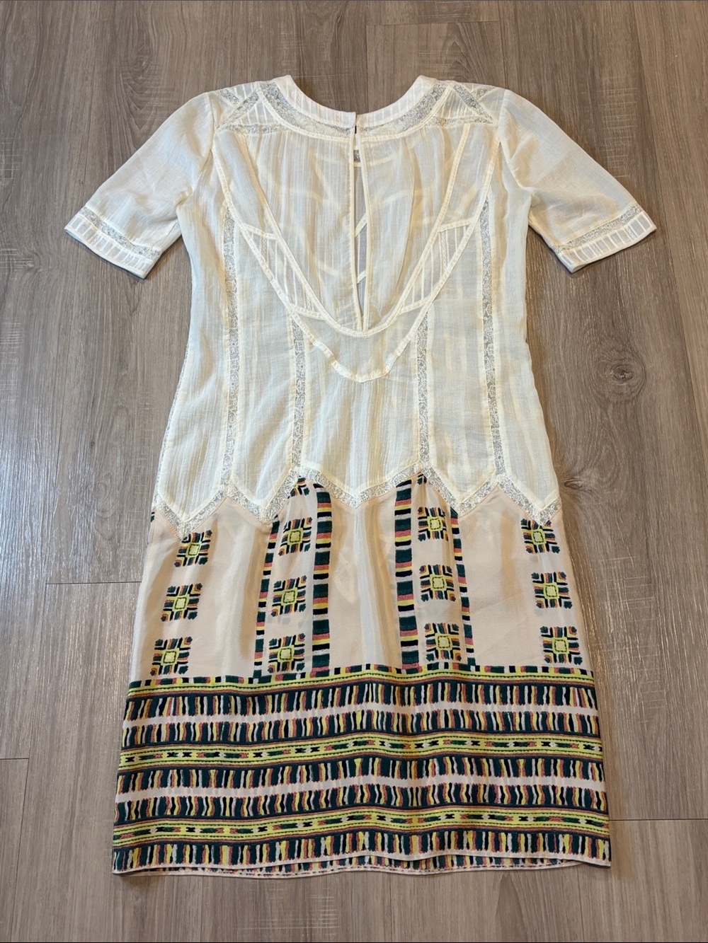 BCBGMAXAZRIA Runway Embroidered Lace & Geometric Border Dress - Picture 10 of 16